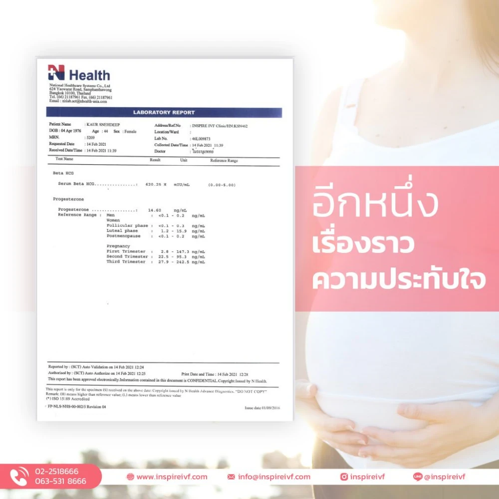 ขอแสดงความยินดีกับผลตรวจ HCG ด้วยนะ โดยผลตรวจแจ้งว่า “คุณแม่เริ่มตั้งครรภ์แล้ว”